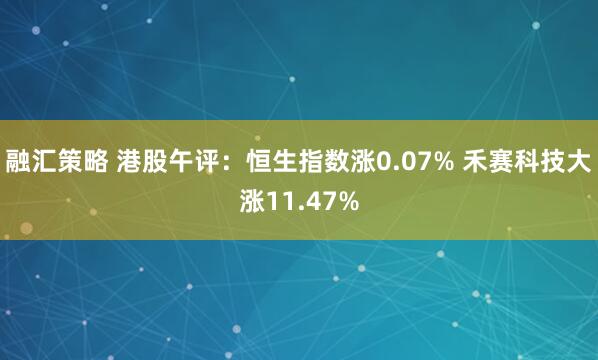 融汇策略 港股午评：恒生指数涨0.07% 禾赛科技大涨11.47%
